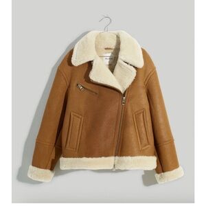 Madewell shearling/leather moto coat NWT
